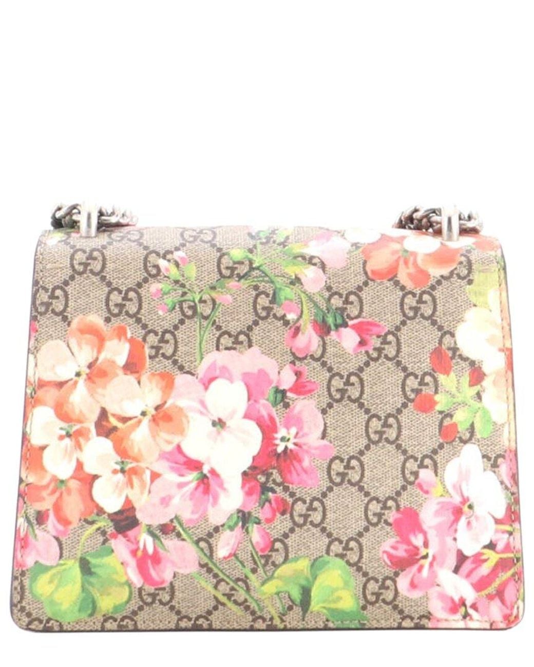 Gucci White Blooms Print Gg Coated Canvas Dionysus Bag Mini (Authentic Pre- Loved)