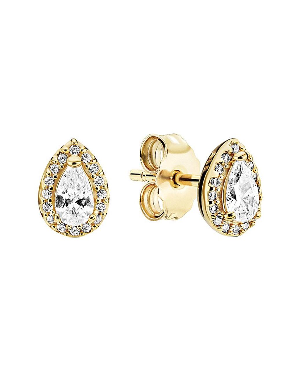 PANDORA Sparkling Teardrop Halo Stud Earrings in Metallic | Lyst