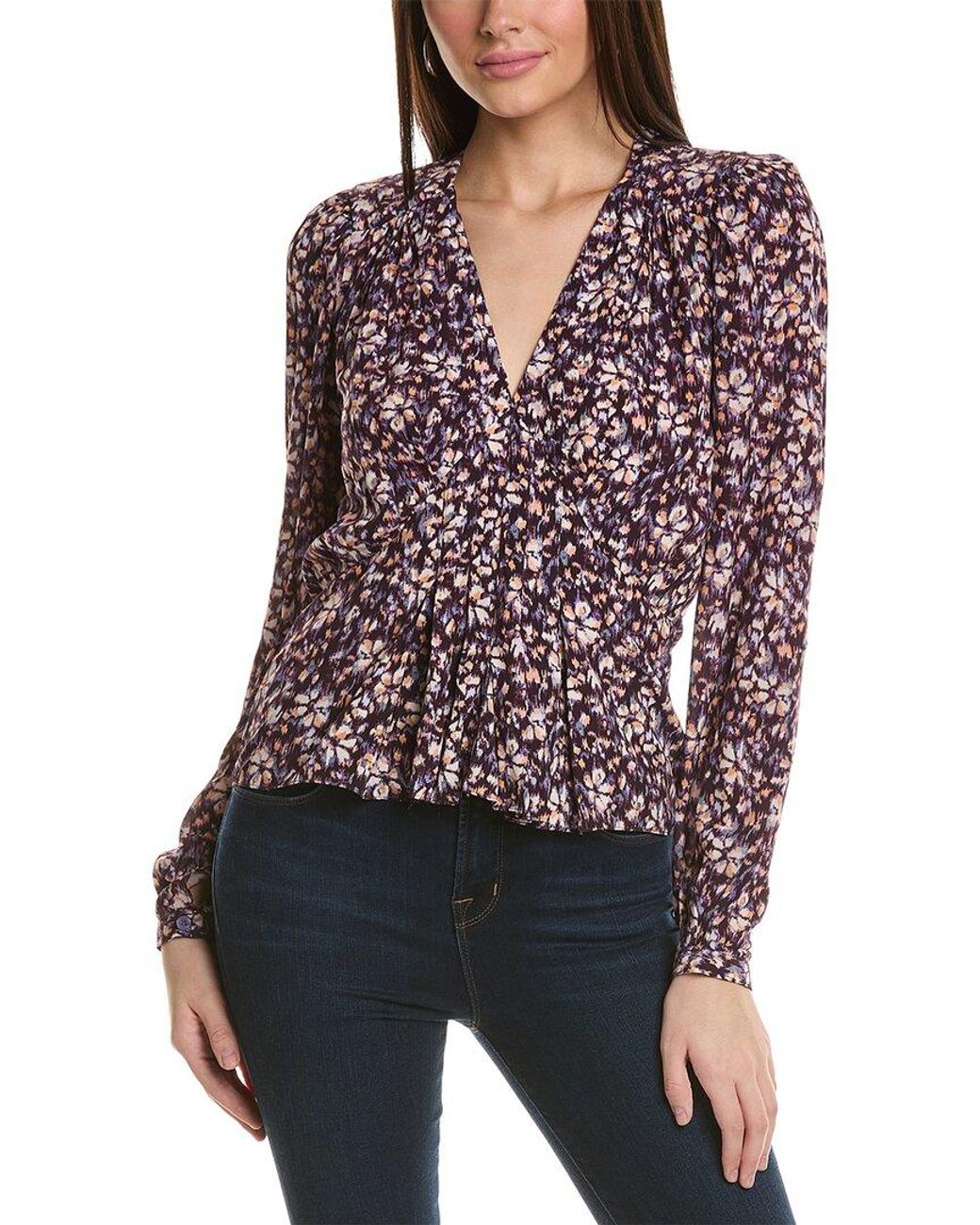 Isabel Marant Purple Etoile Eddy Silk-trim Blouse