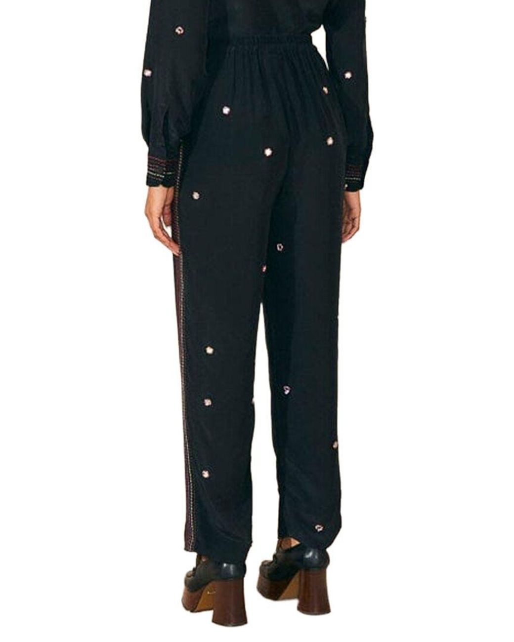 Farm Rio Blue Beaded Mirror Trim Pant