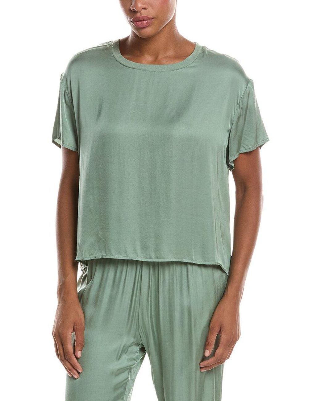 PERFECTWHITETEE Green Delphine Luxe Satin Crewneck T-shirt