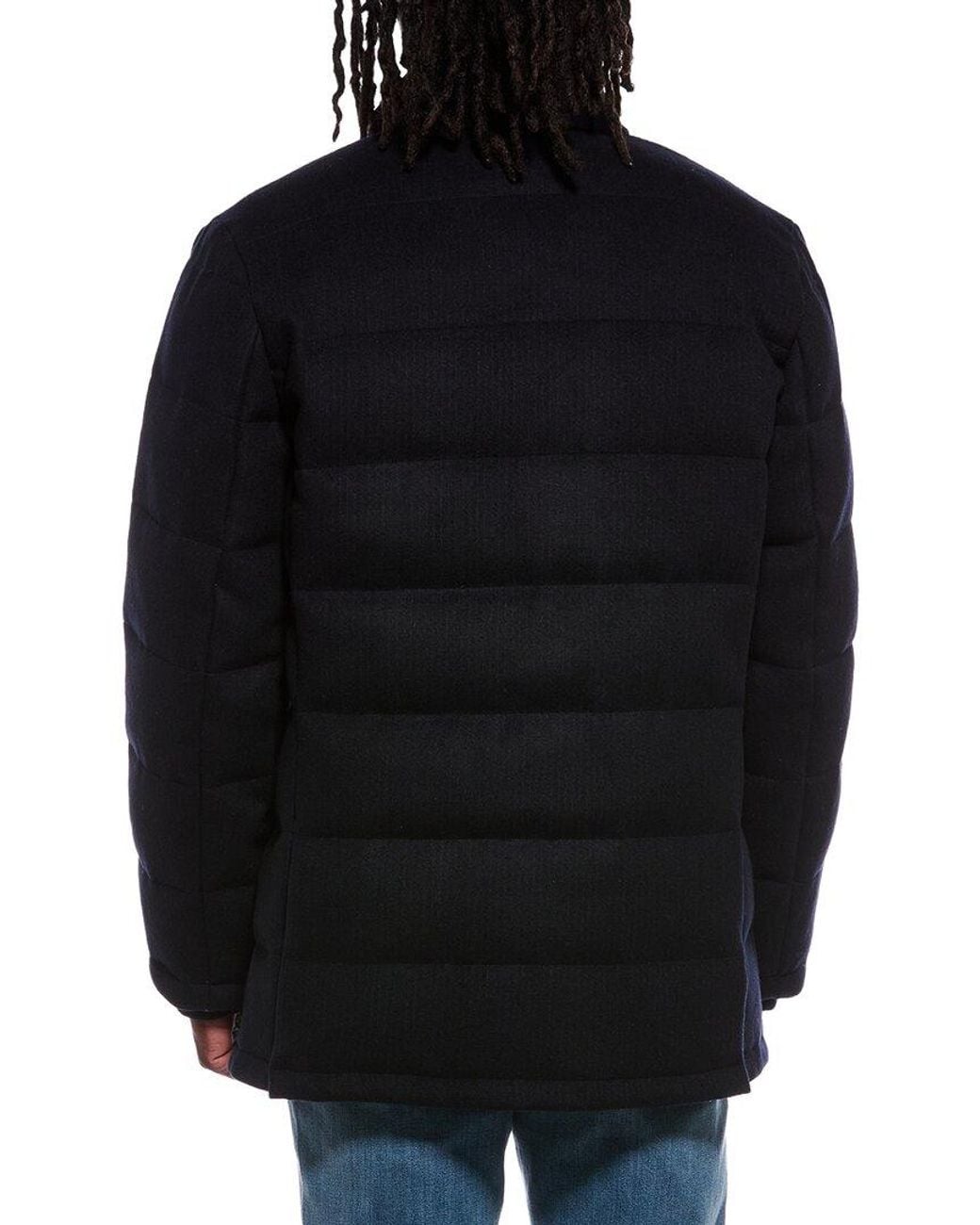 Cole Haan Black Wool-Blend Down Coat for men