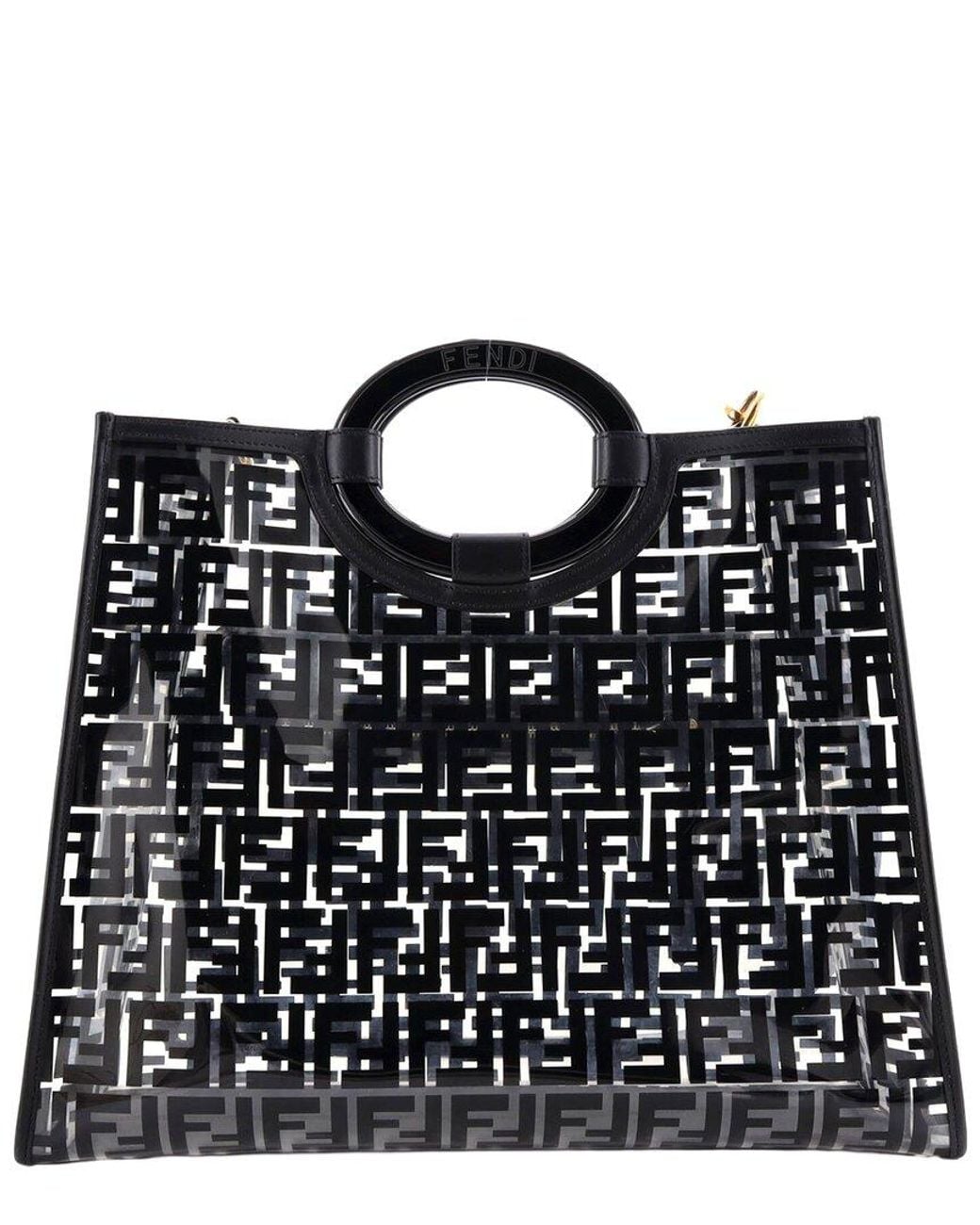 Fendi Black Zucca Pu Runaway Shopper Tote Medium (Authentic Pre-Loved)