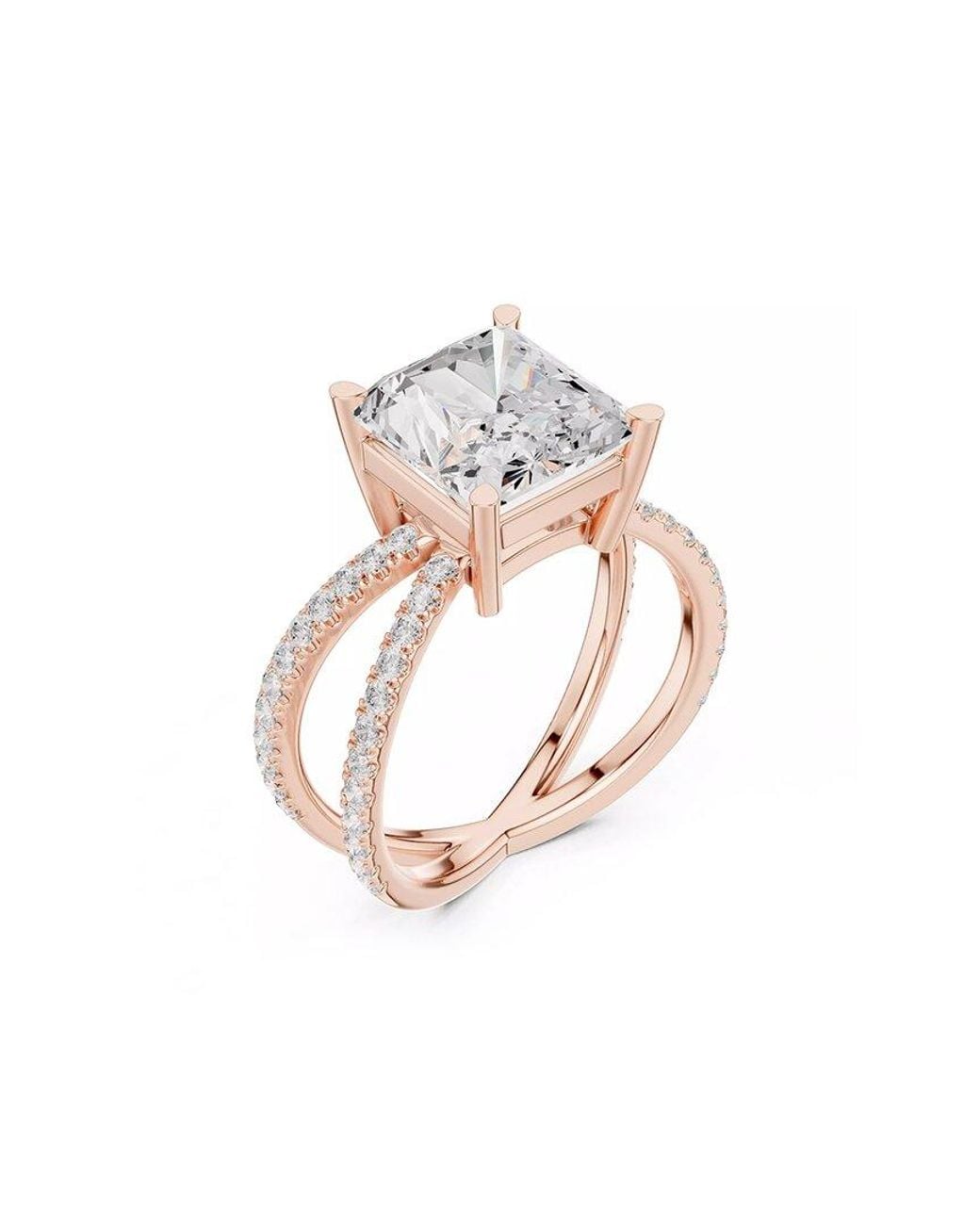 Lab Grown Diamonds White 14K Rose 4.00 Ct. Tw. Lab-Grown Diamond Ring