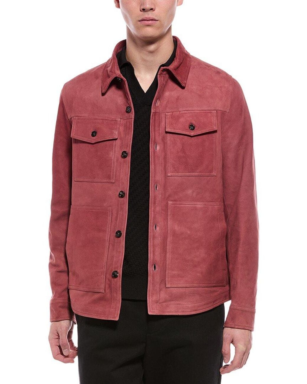 Isaia Red Suede Jacket for men