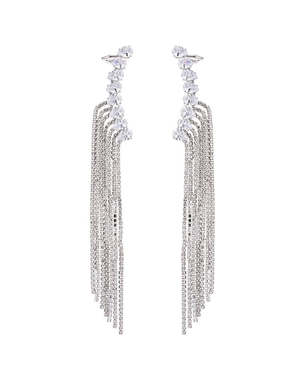 Eye Candy LA White Luxe Collection Rhodium Plated Cz Samantha Dangle Drop Earrings