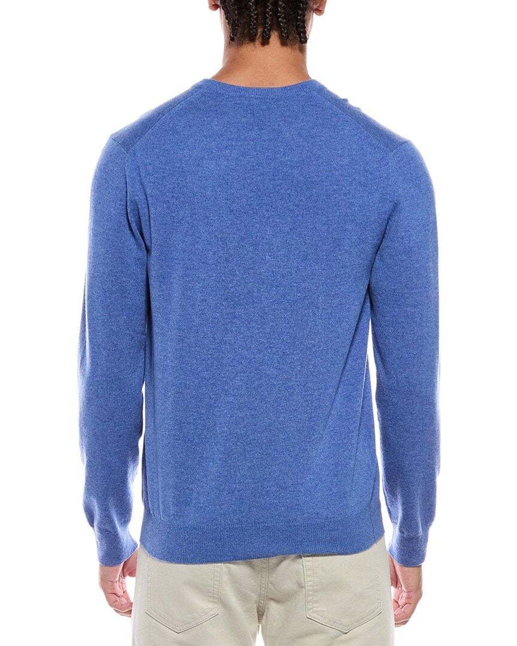 N.Peal Cashmere Blue Burlington Cashmere V-Neck Sweater for men