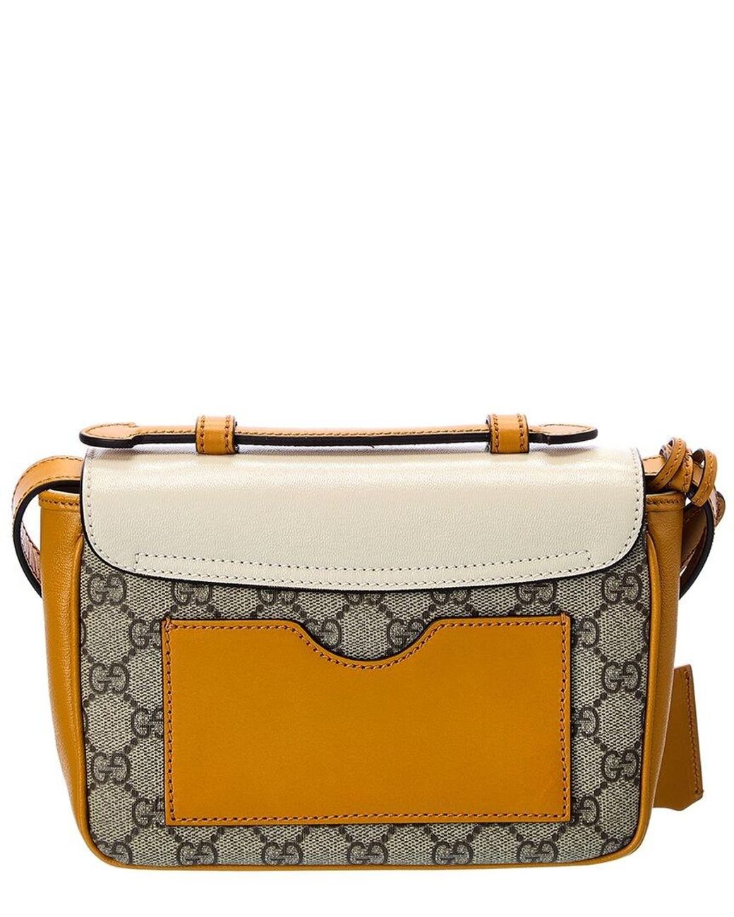 GUCCI Padlock leather and printed coated-canvas shoulder bag