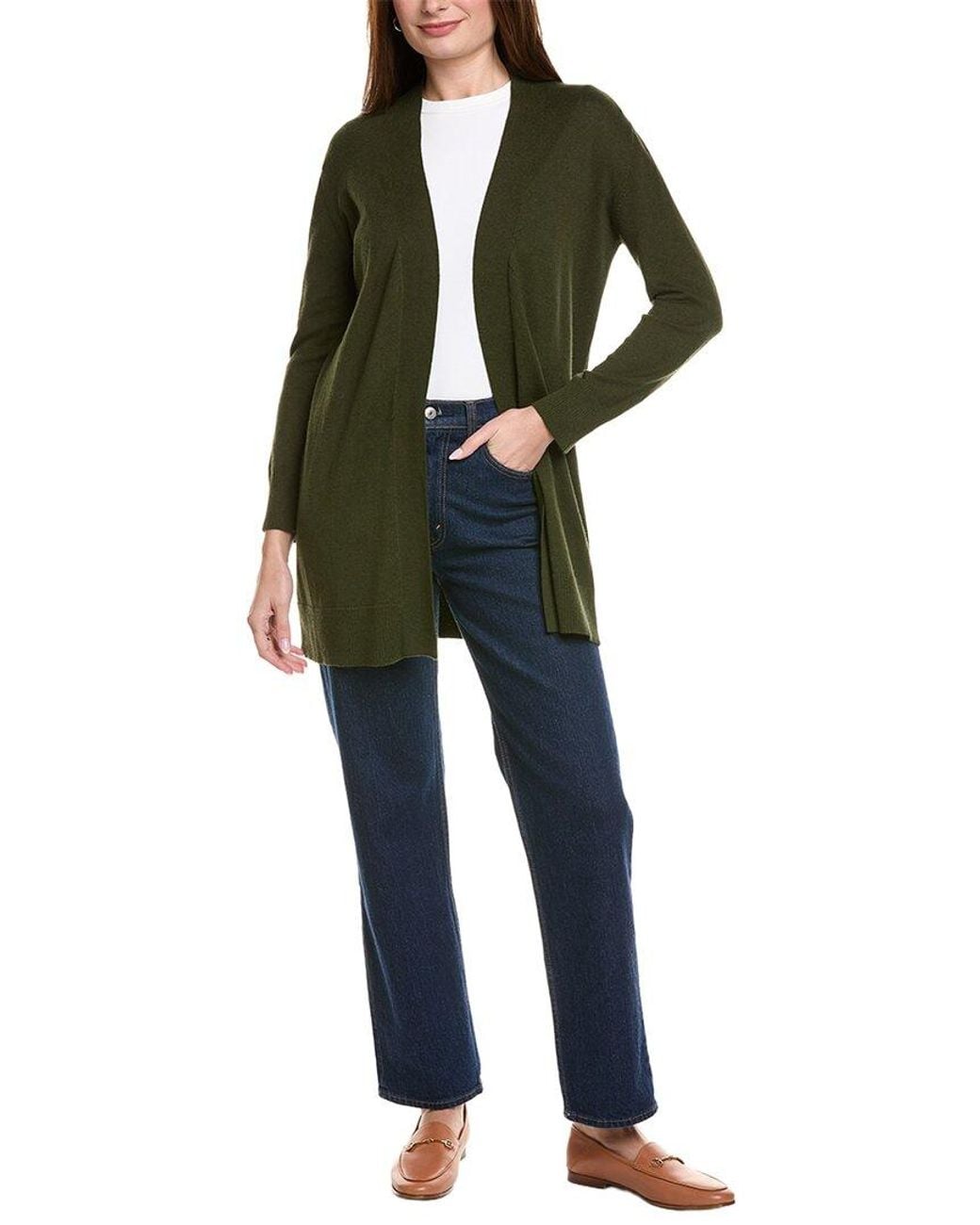 Hannah Rose Green Relaxed Cashmere-blend Duster