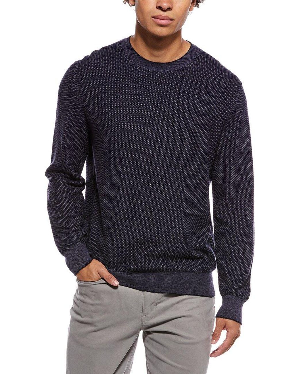 Vince Blue Geo Jacquard Wool & Cashmere Crewneck Sweatshirt for men