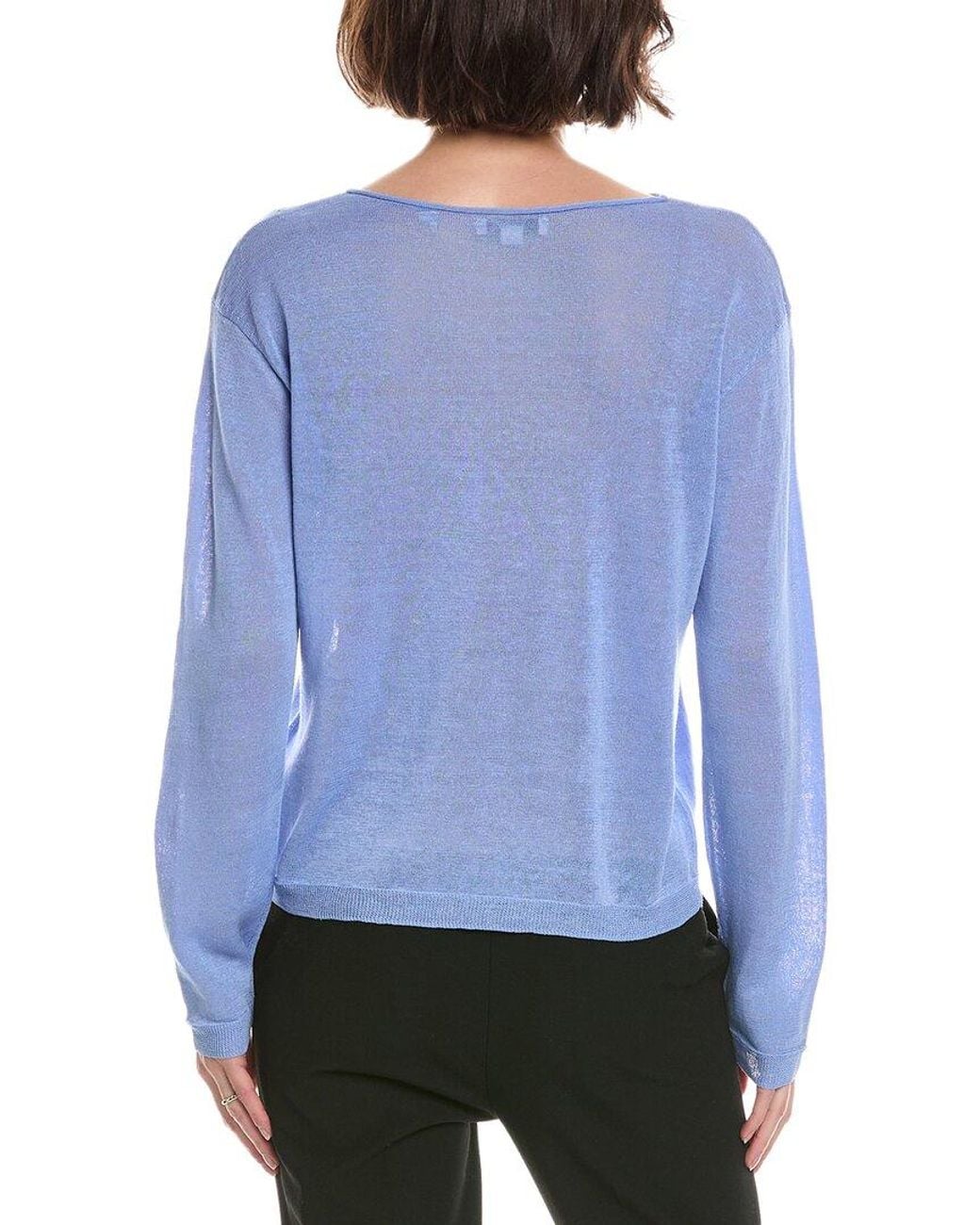 Vince Blue Dropped Shoulder Boat Neck Top