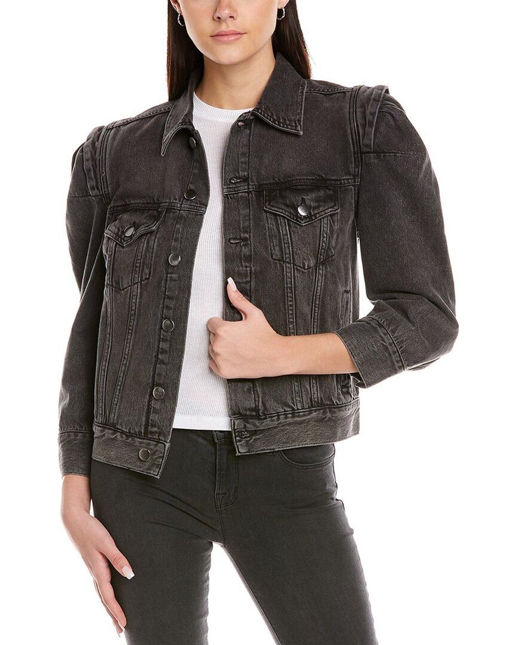FRAME Rosette Sleeve Jacket in Black | Lyst