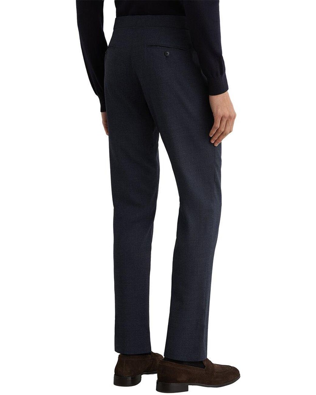 Reiss Blue Fiber Textured Formal Wool Trouser for men