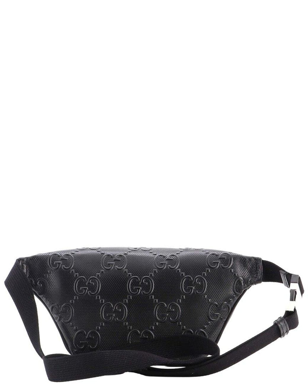 Gucci Gray Gg Embossed Perforated Leather Belt Bag Small (Authentic Pre- Loved)
