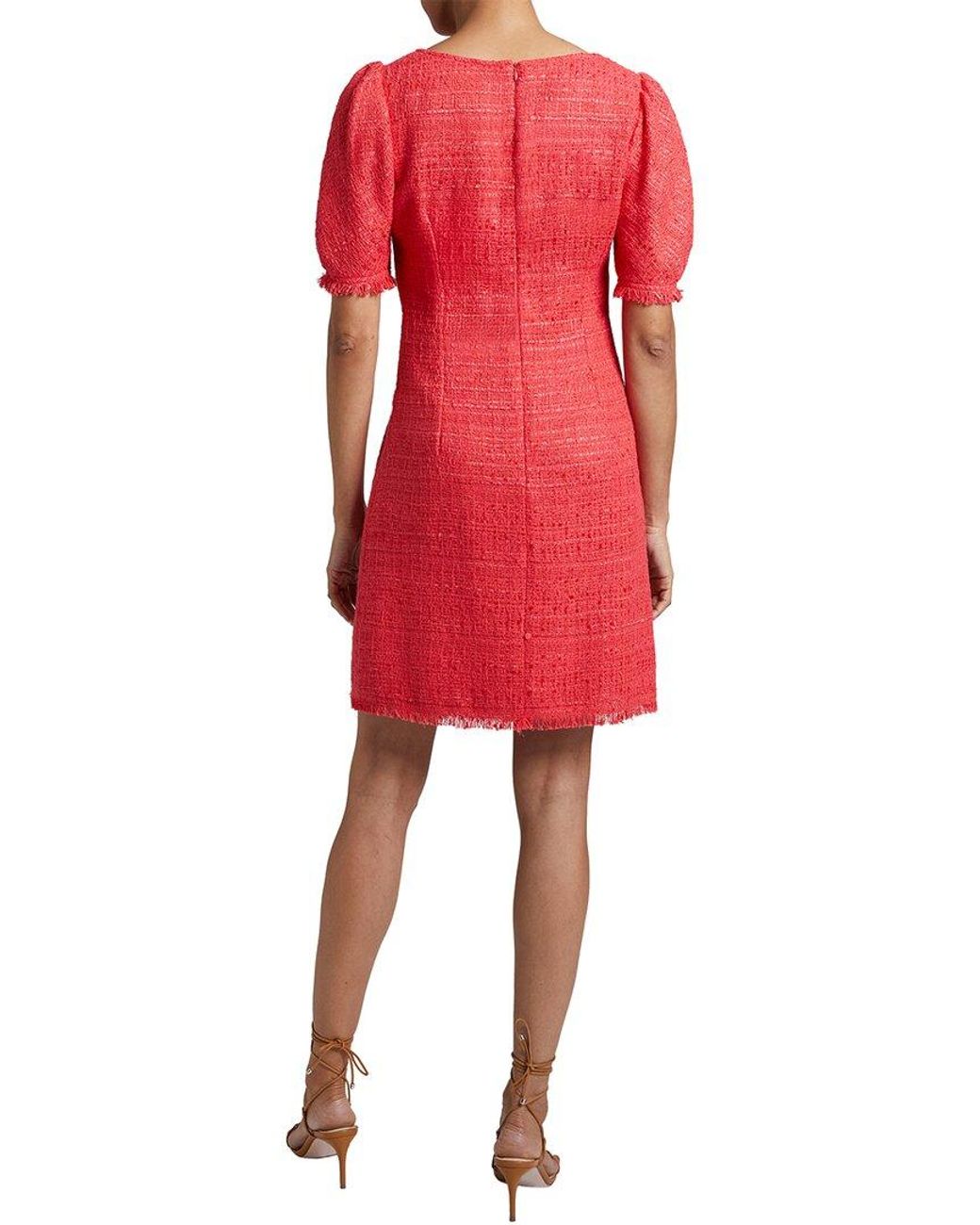 Santorelli Red Bianca Shift Tweed Dress