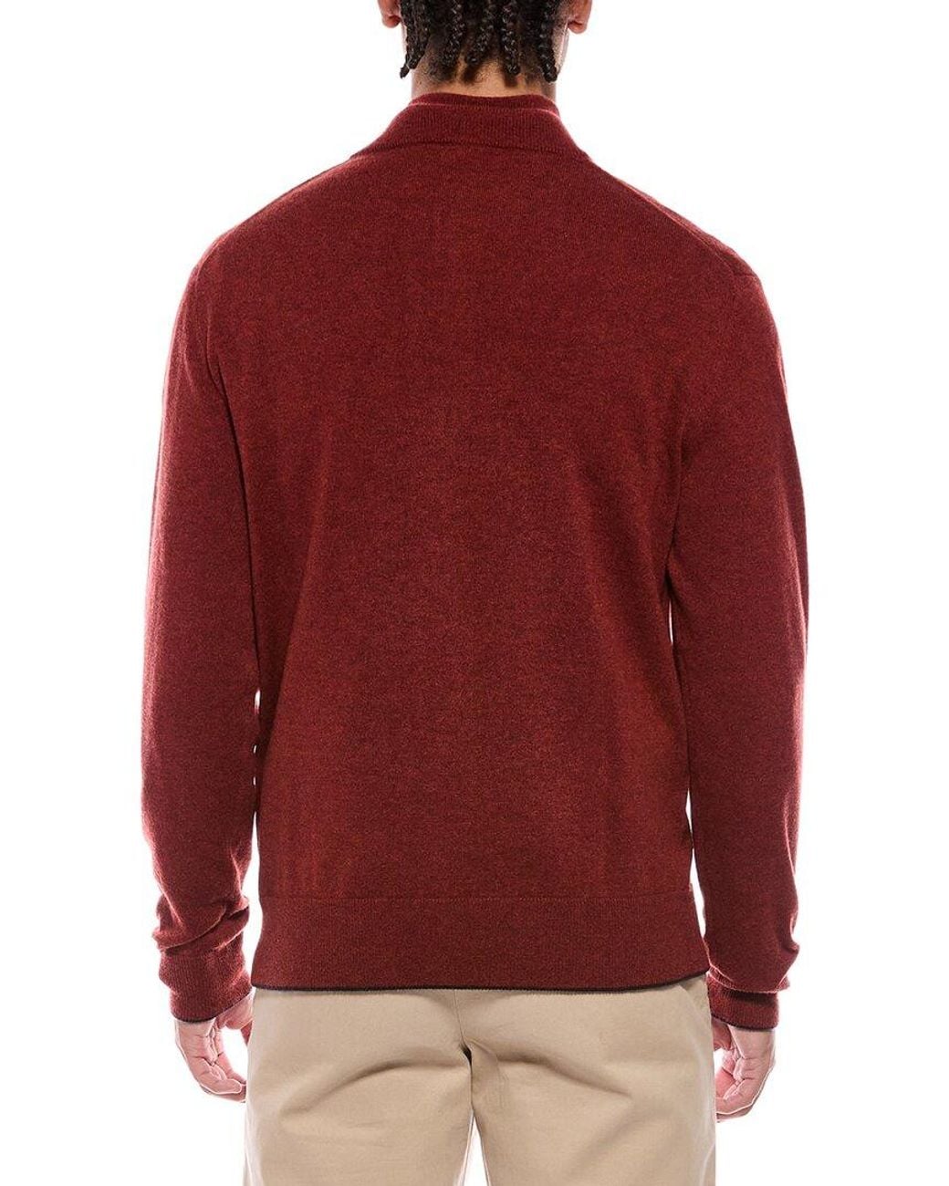 N.Peal Cashmere Red Knightsbridge Cashmere Full Zip Sweater for men