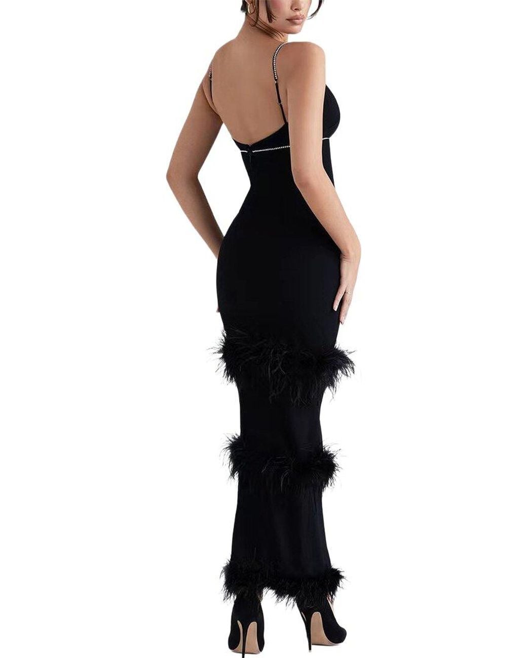 Dilireba Black Solid Maxi Dress