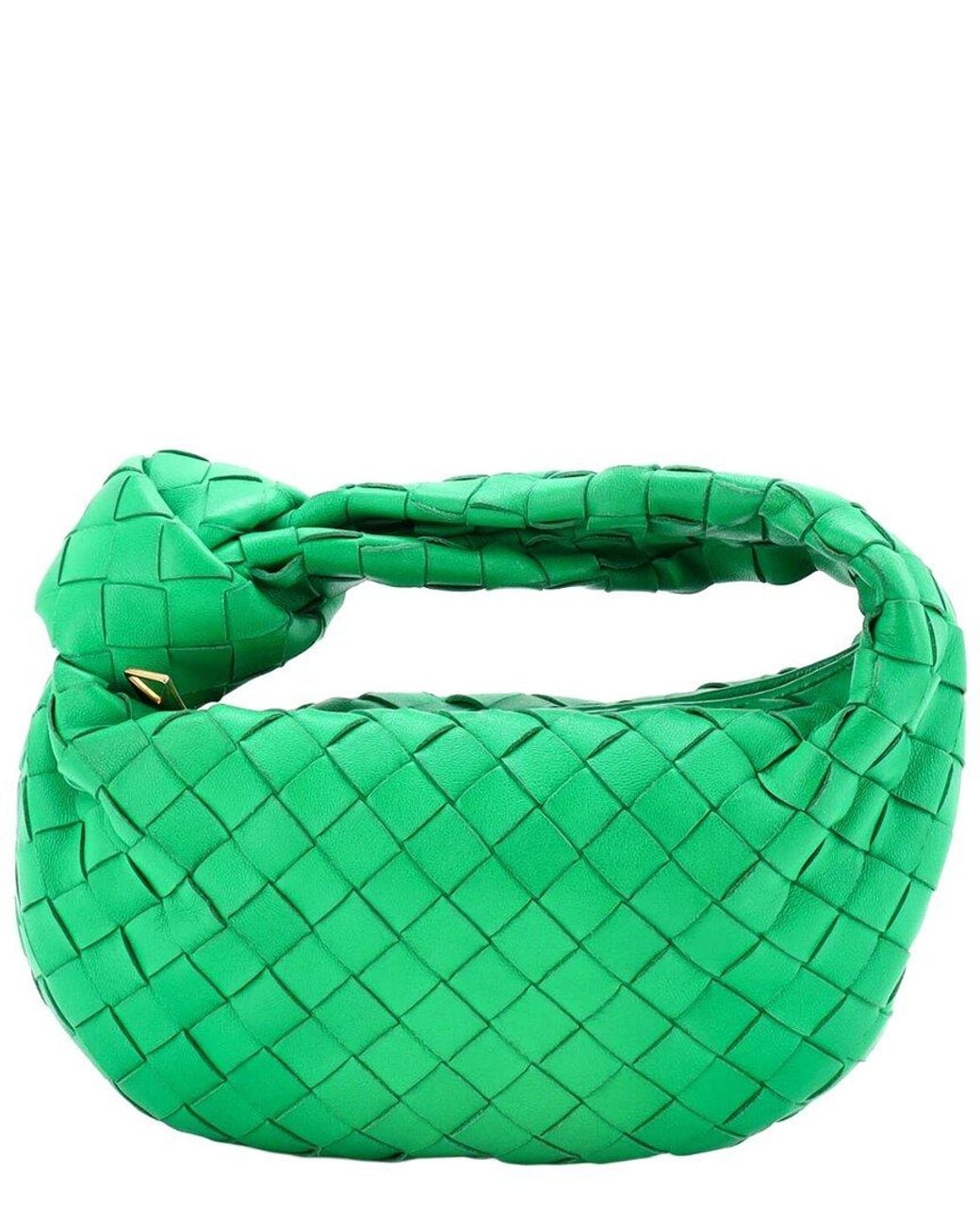 Bottega Veneta Green Intrecciato Leather Bv Jodie Hobo Mini (Authentic Pre- Loved)