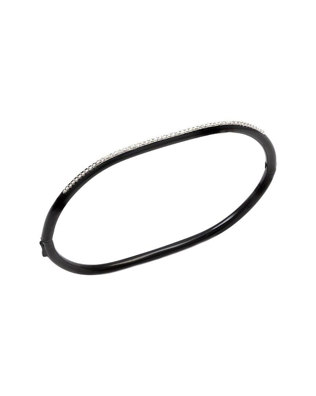 Diamond Select Cuts White Stainless Steel 0.07 Ct. Tw. Diamond Bangle