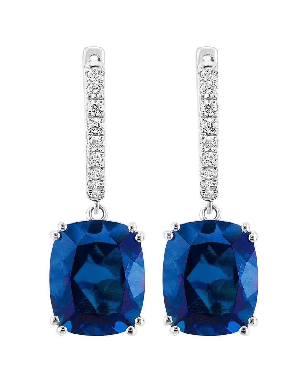 Effy Fine Jewelry Blue 14K 10.71 Ct. Tw. Lab-Grown Diamond & Lab-Grown Sapphire Earrings