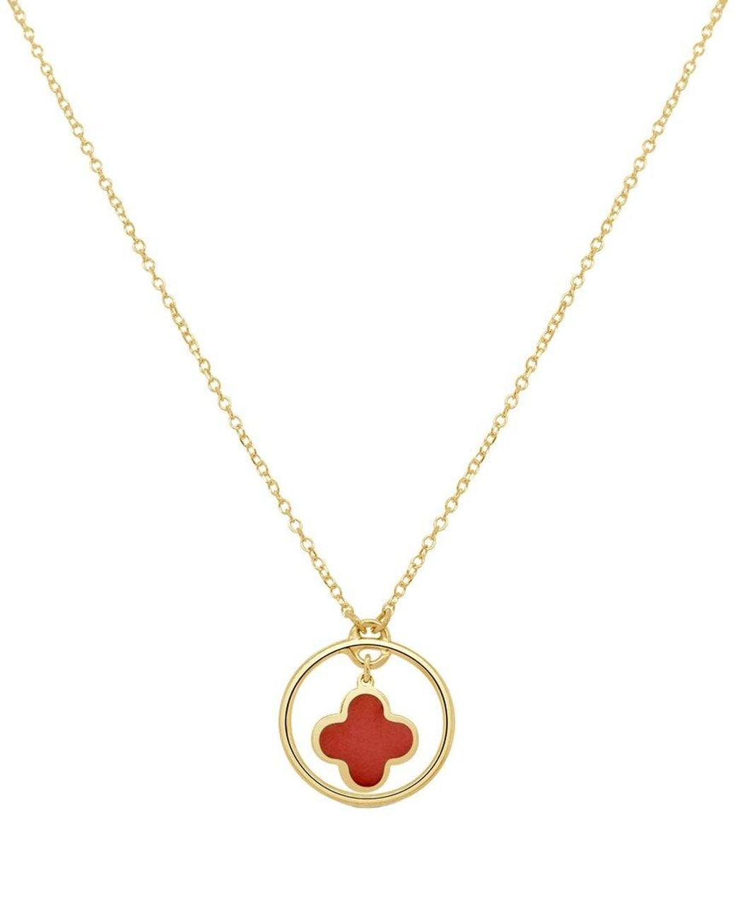 Italian Gold Metallic 14K Coral Clover Pendant