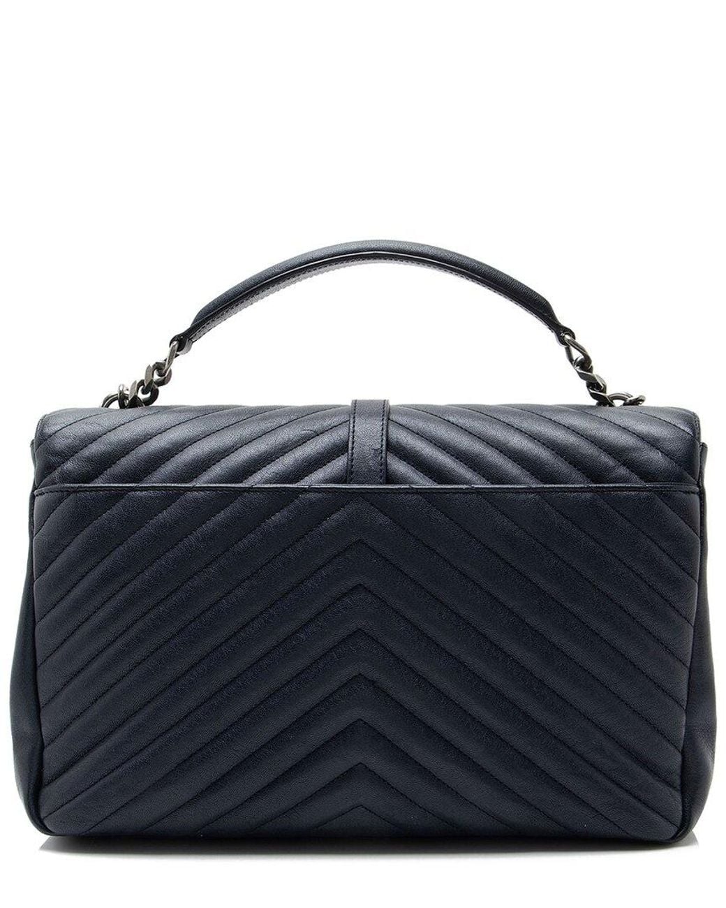 Saint Laurent Blue Matelasse Calfskin Monogram College Large Shoulder Bag (Authentic Pre-Loved)