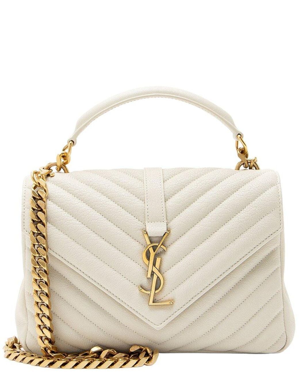 Saint Laurent Natural Matelasse Calfskin Monogram College Medium Shoulder Bag (Authentic Pre-Loved)