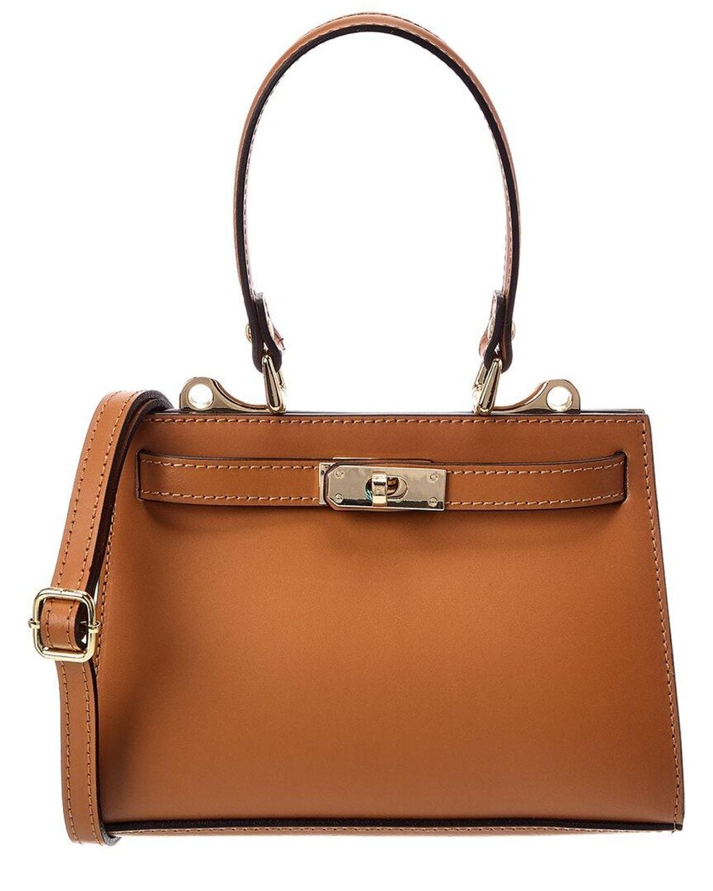Italian Leather Brown Top Handle Tote