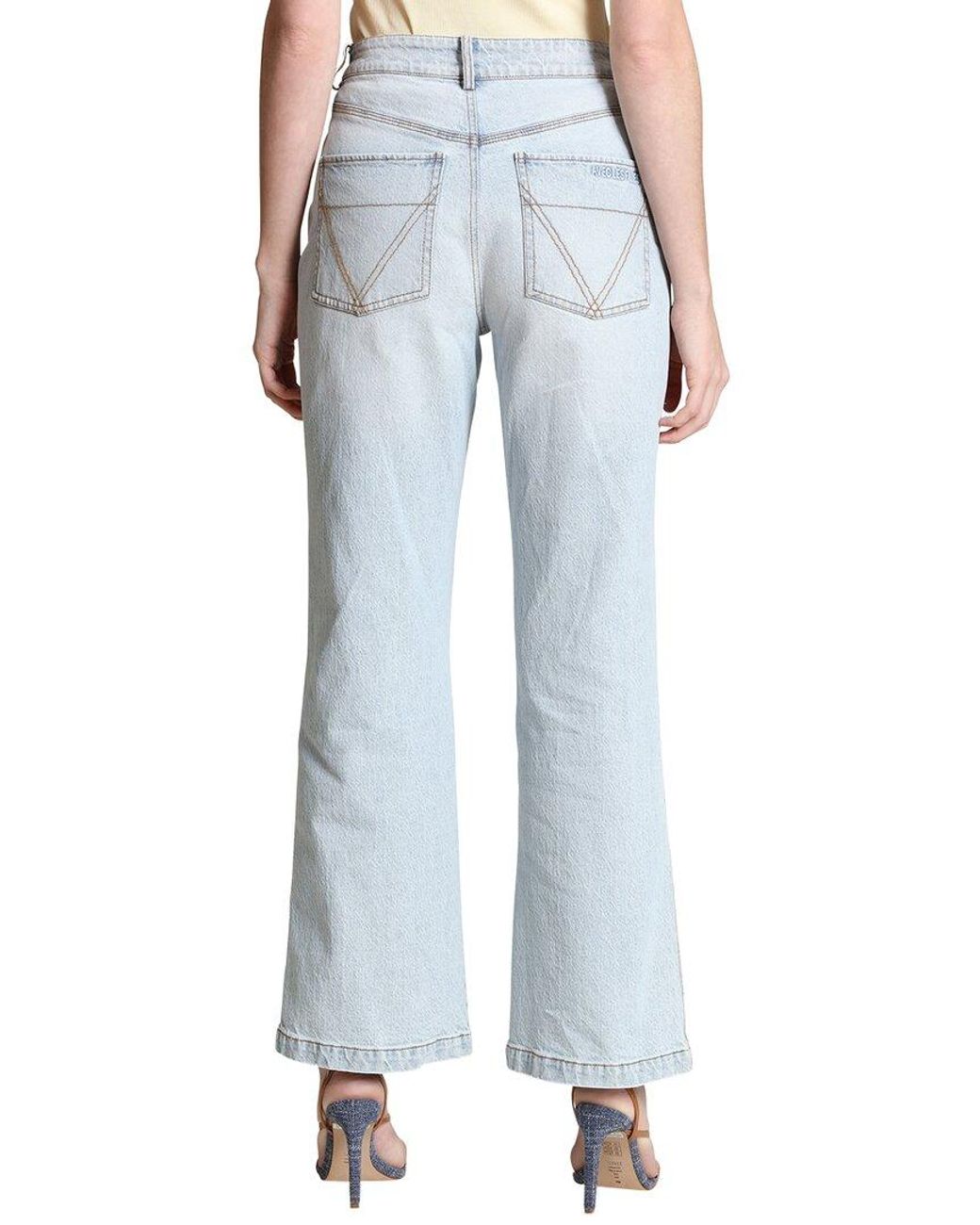 Avec Les Filles Blue High Rise Patch Pkt Flare Jean