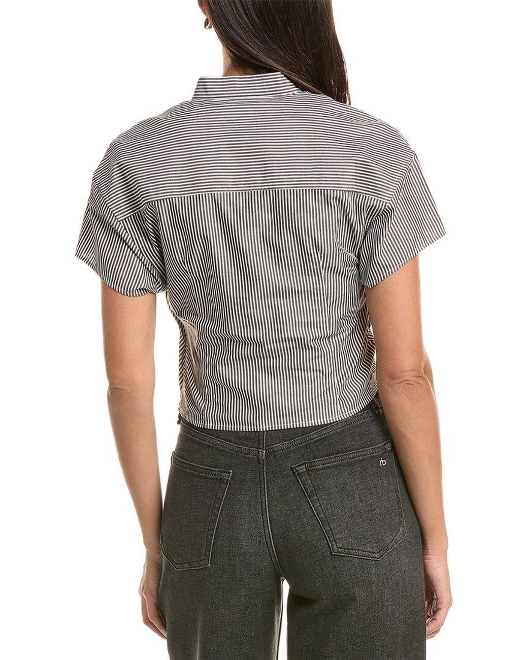 Rag & Bone Gray Regina Striped Poplin Top