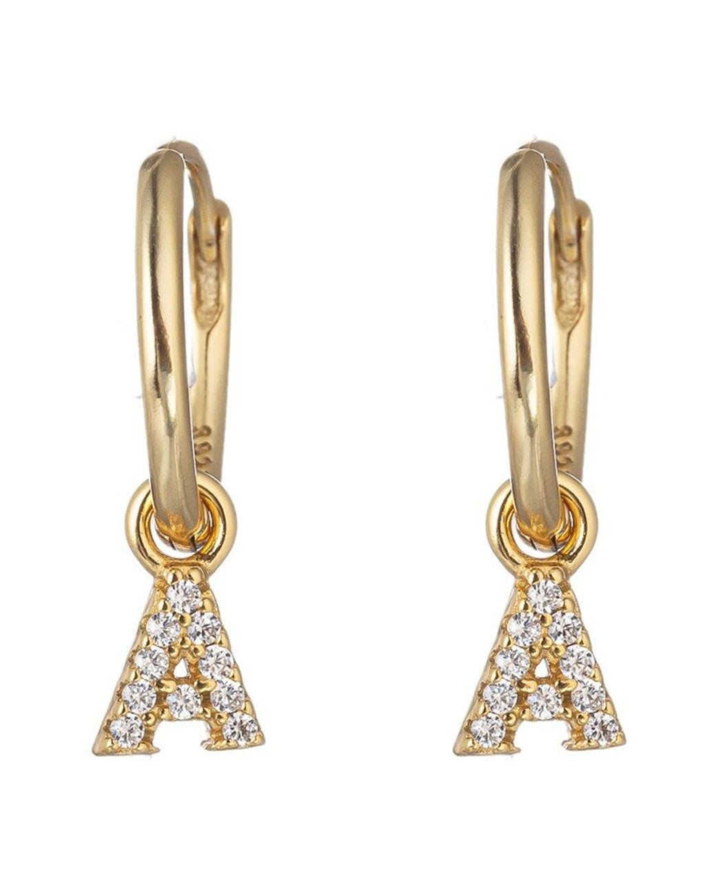 Eye Candy LA Metallic Luxe Collection Silver Cz Initial Huggie Earrings (a-z)