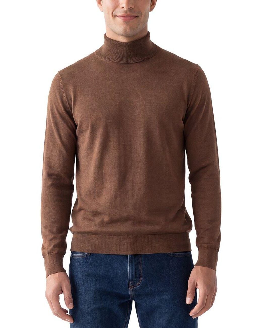 Raffi Brown Jersey Mock Neck Sweater for men