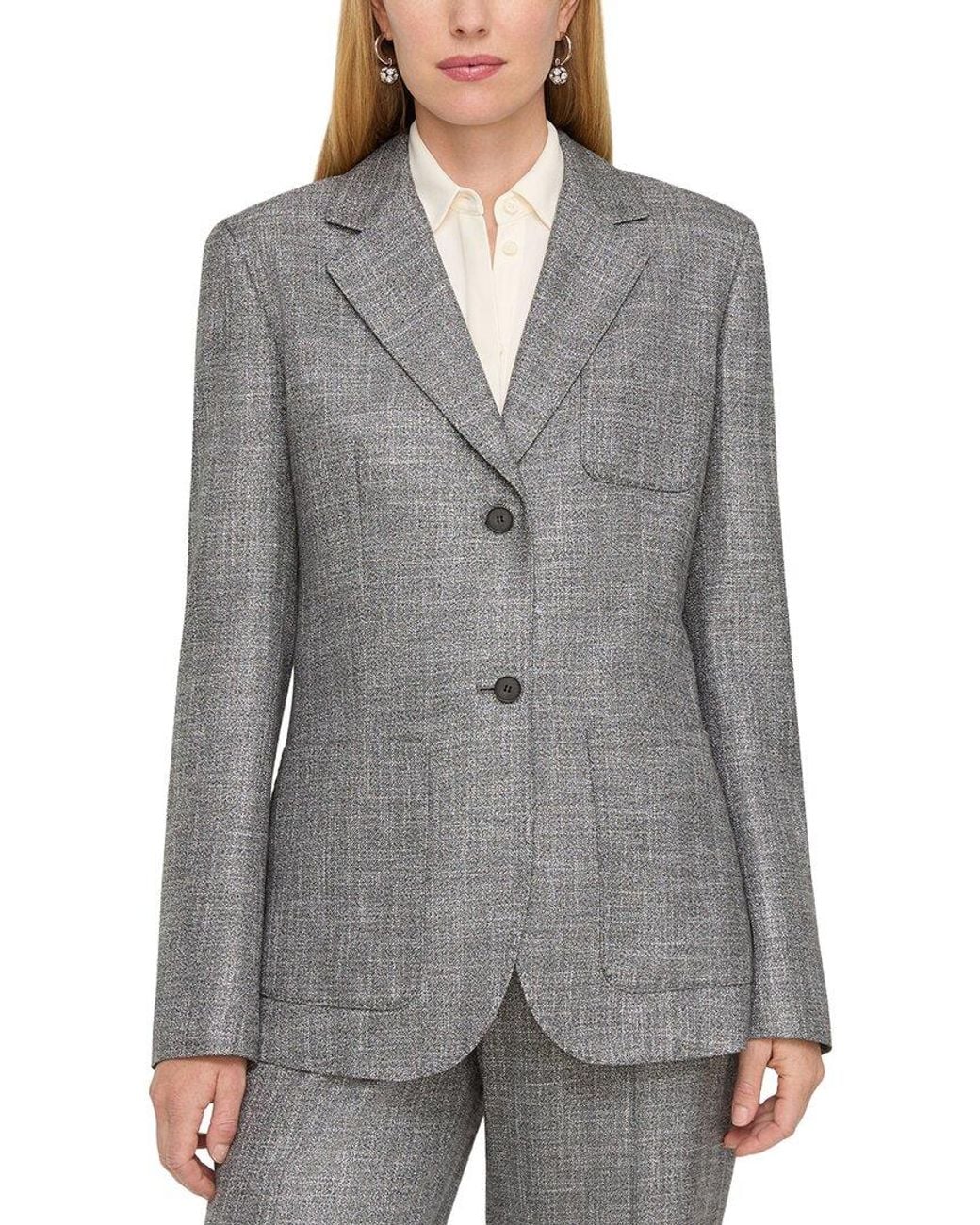 Lafayette 148 New York Gray Three Pocket Blazer