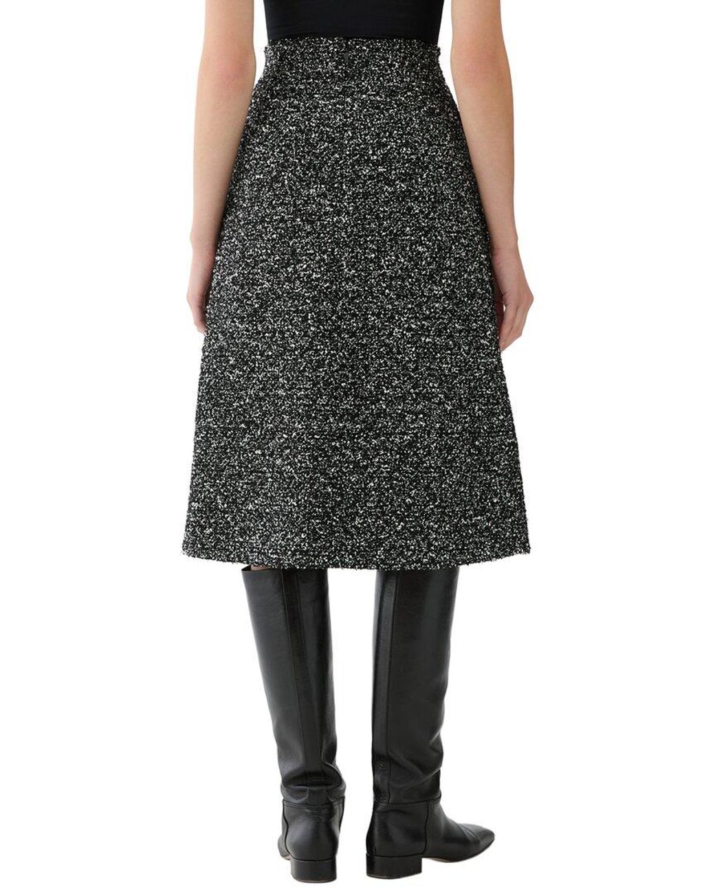 Lafayette 148 New York Black Wool-Blend A-Line Midi Skirt