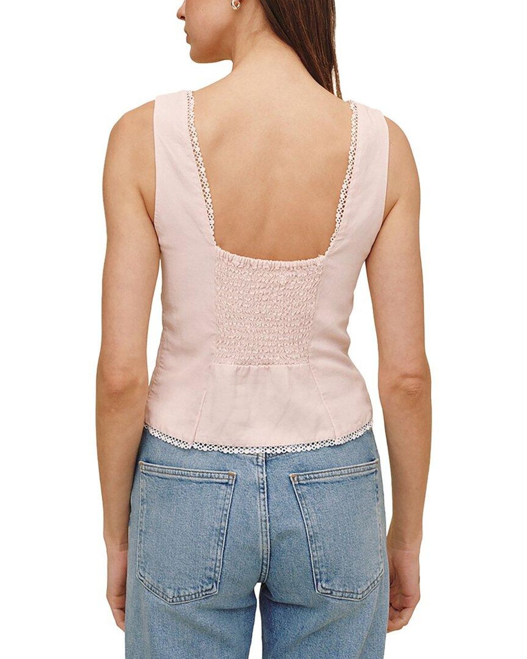 Bella Dahl Blue Fitted Bodice Linen-Blend Top