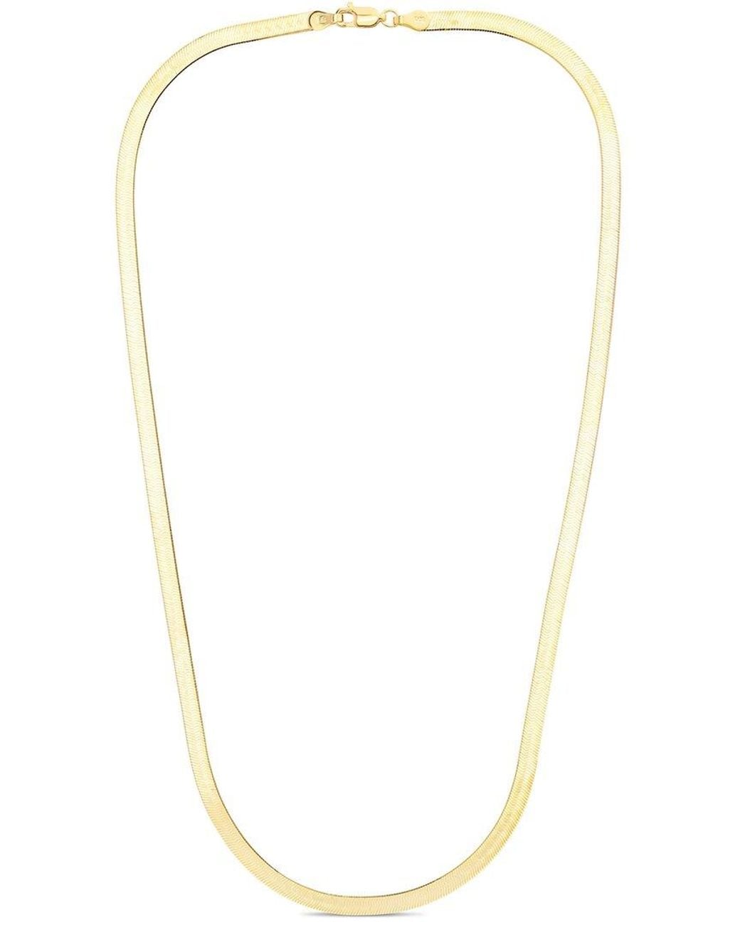 Italian Silver White Piazza Di Spagna 14k Over Herringbone Chain Necklace