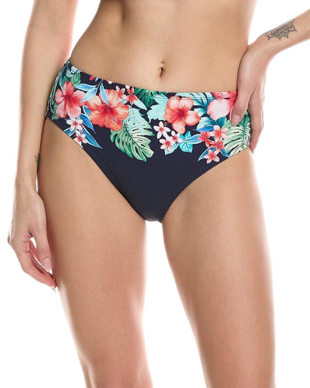 Tommy Bahama Blue Island Cays Flora High-Waist Bikini Bottom