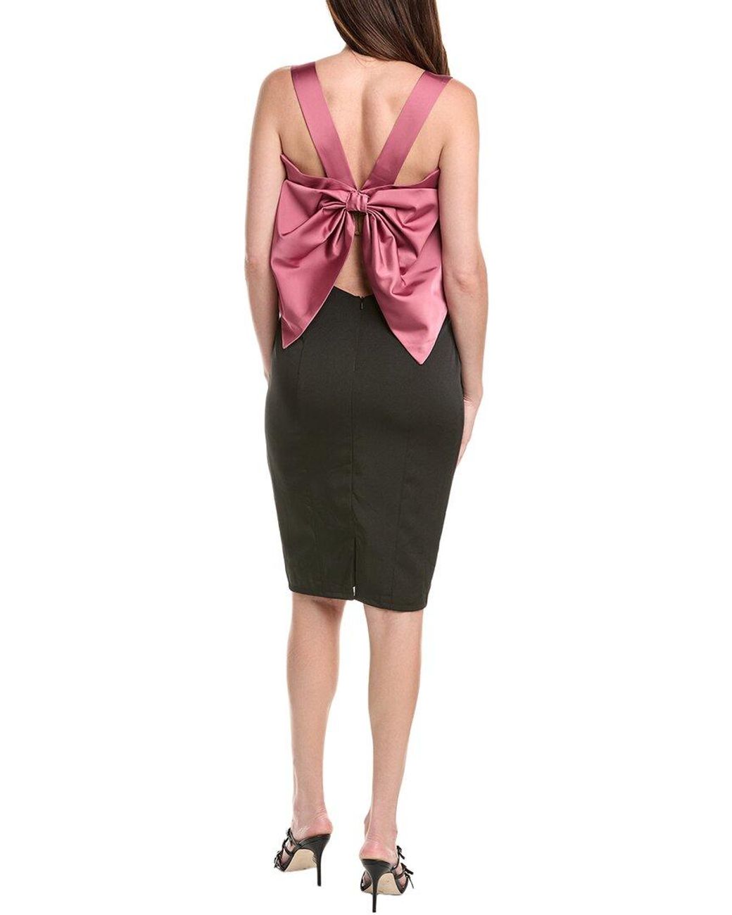Rene Ruiz Black Satin & Crepe Cocktail Dress