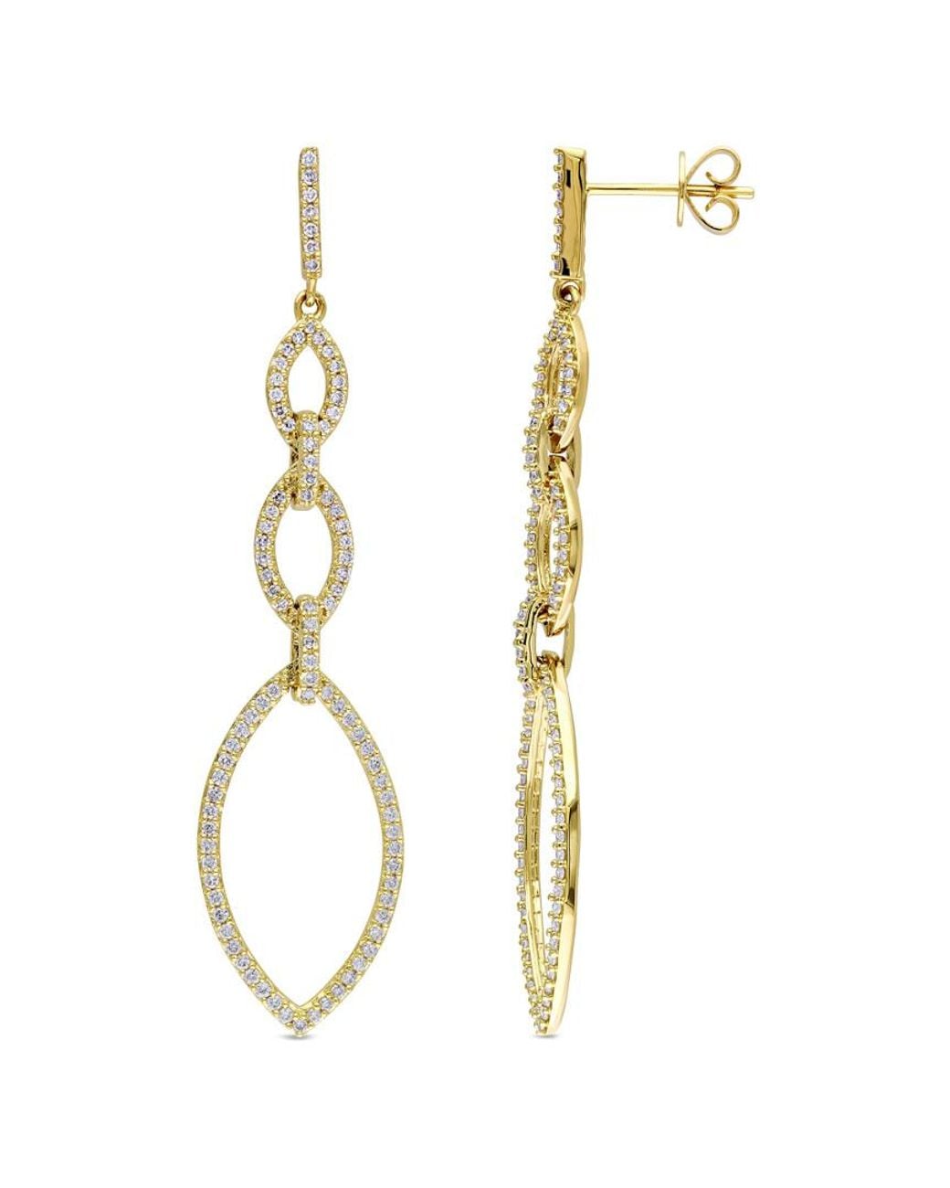 Diamond Select Cuts Metallic 14k 0.88 Ct. Tw. Diamond Drop Earrings