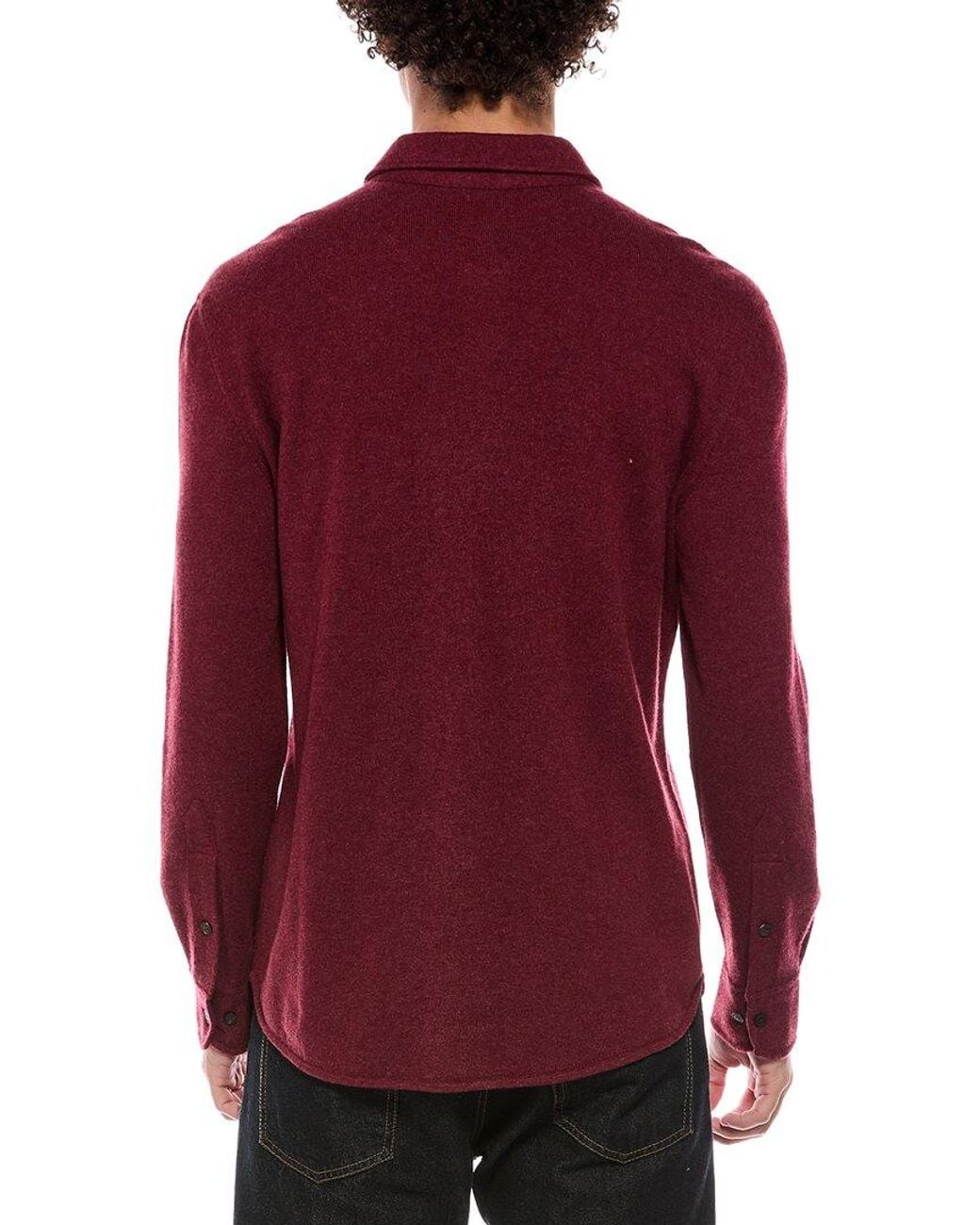 Brunello Cucinelli Red Wool, Cashmere, & Silk-Blend Shirt for men