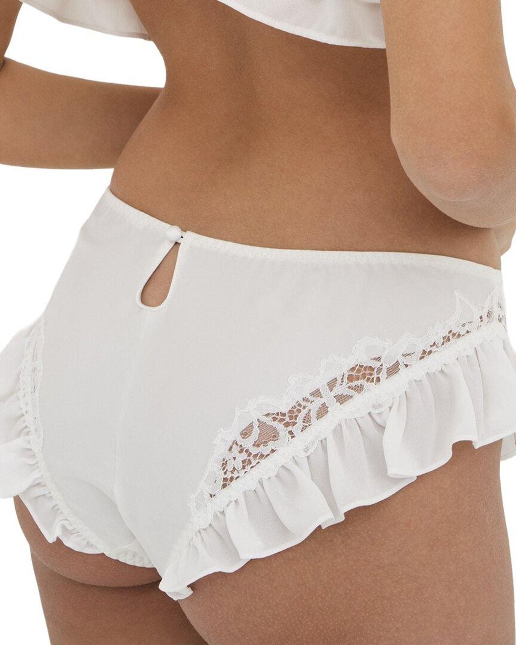 For Love & Lemons Brown Butterfly Lace Ruffle Cheeky Pant