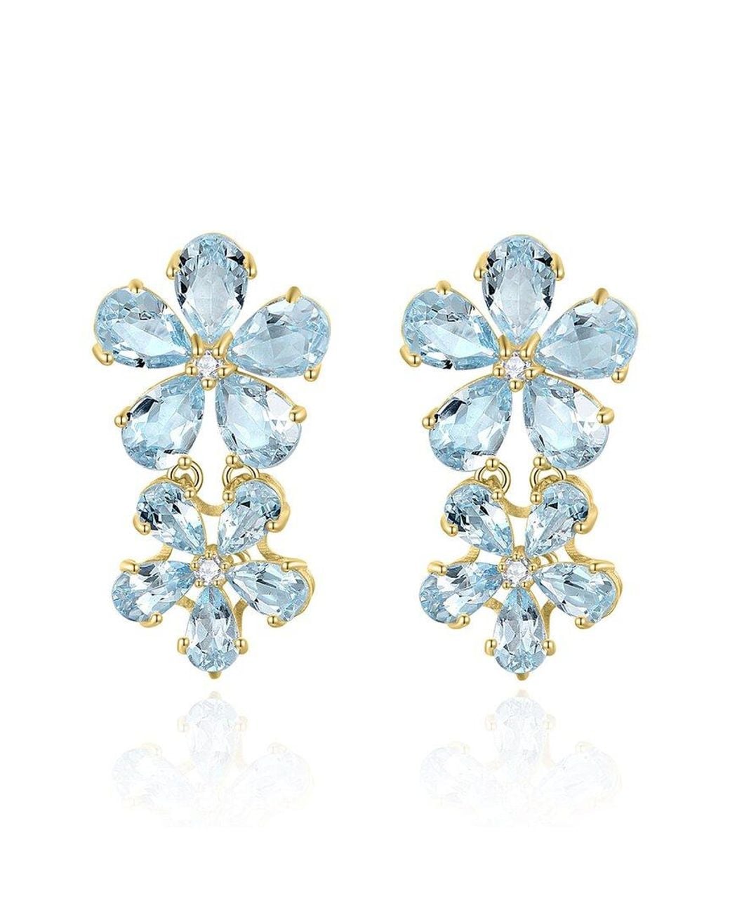Nina Zhou Jewelry Blue 14K 5.92 Ct. Tw. Diamond & Aquamarine Drop Earrings