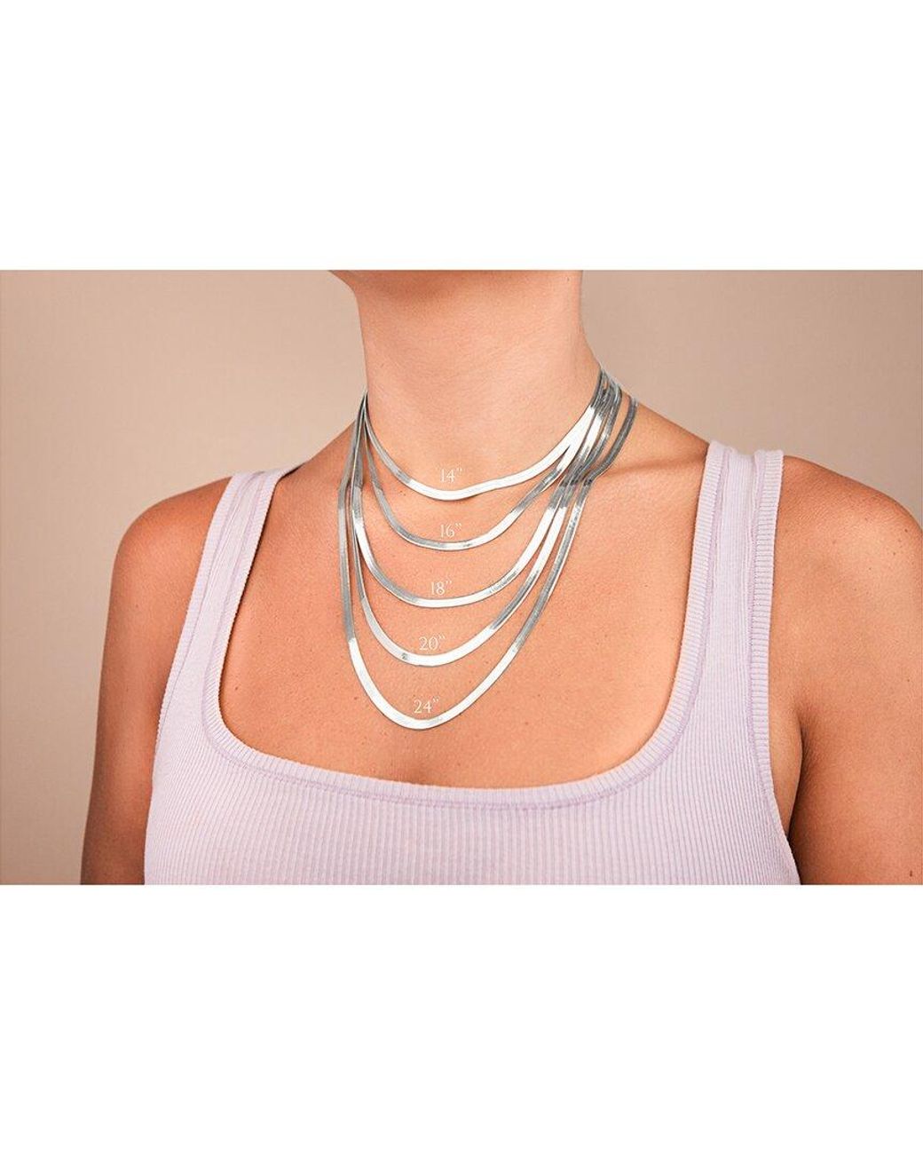 Sterling Forever White Herringbone Chain Necklace