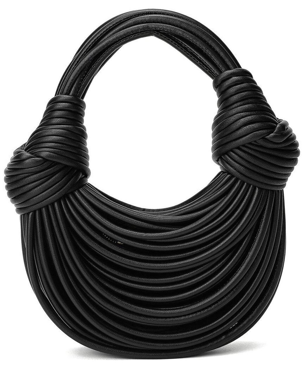 Tiffany & Fred Paris Black Smooth Leather String Bag