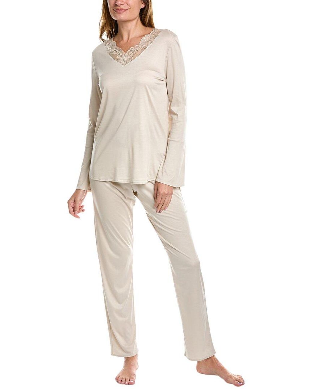 Hanro Lovis 2pc Silk-blend Pajama Set in Natural | Lyst