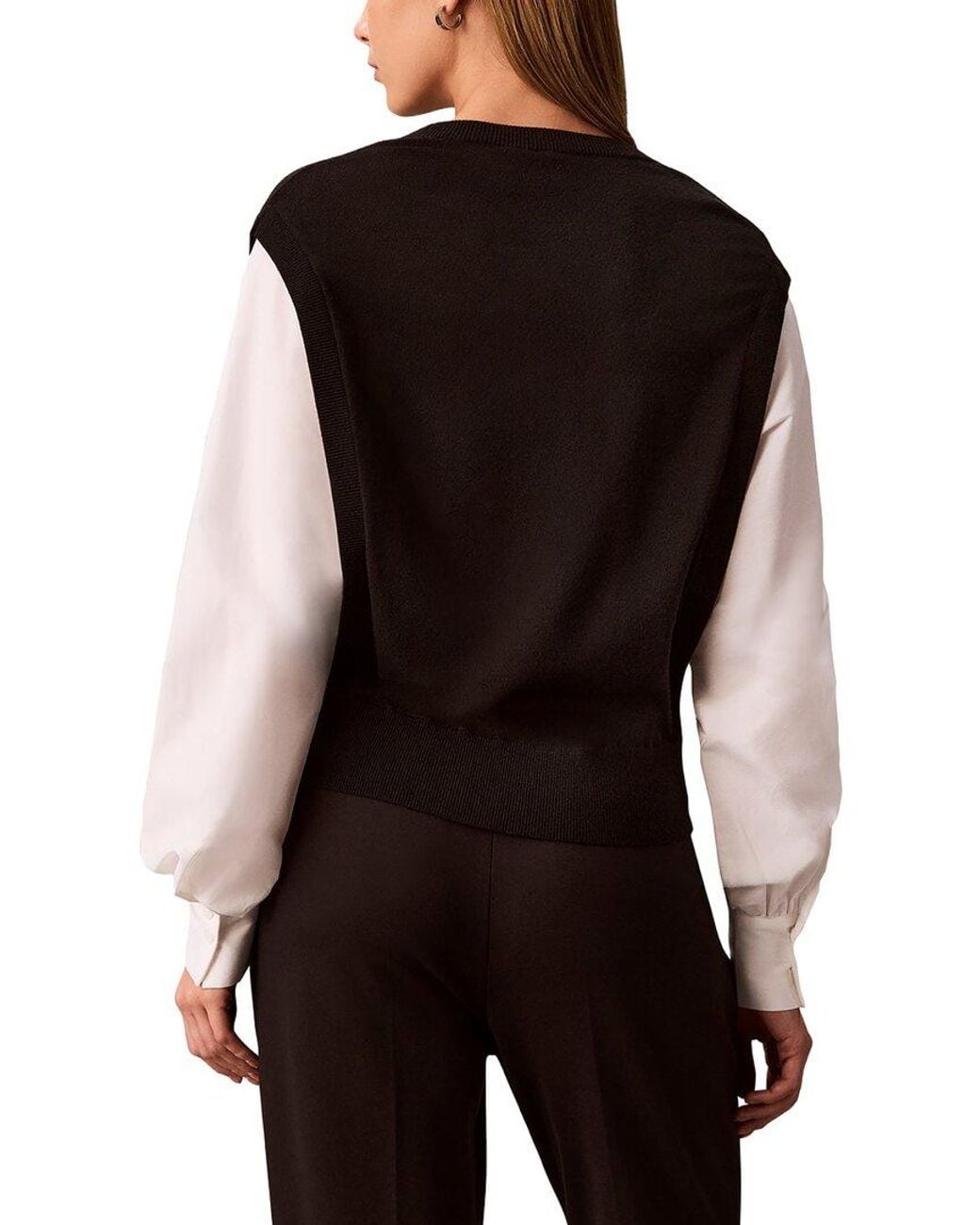 Calvin Klein Black Poplin Open Side Twofer Perfect Blend