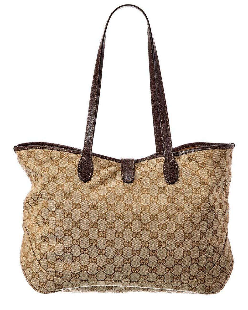 Gucci Brown Jackie Medium Gg Canvas & Leather Tote
