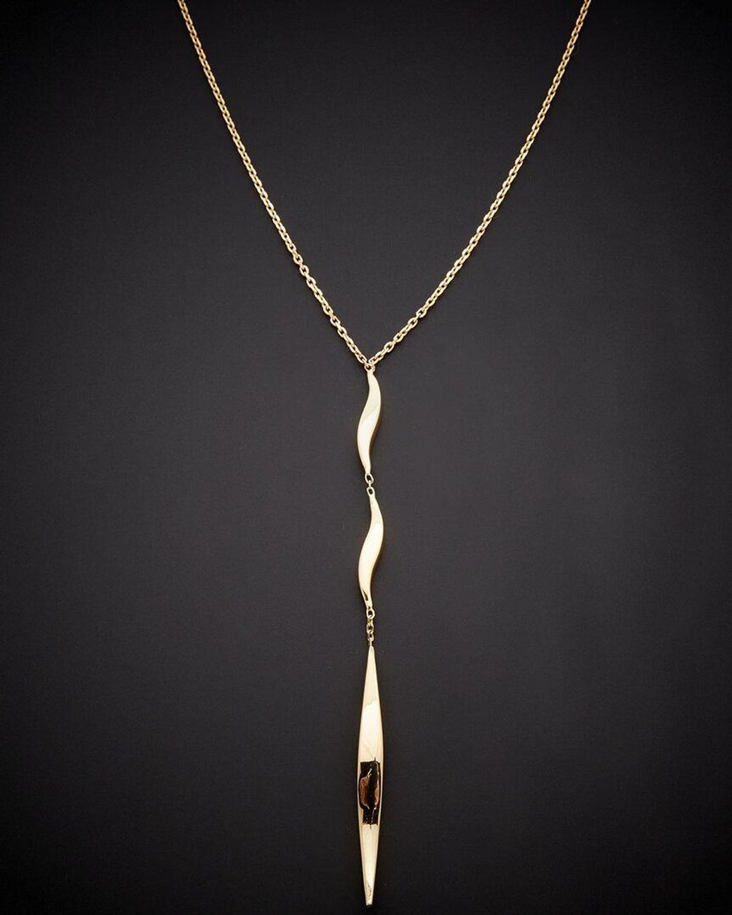 Italian Gold Black 14k Wave Drop Necklace