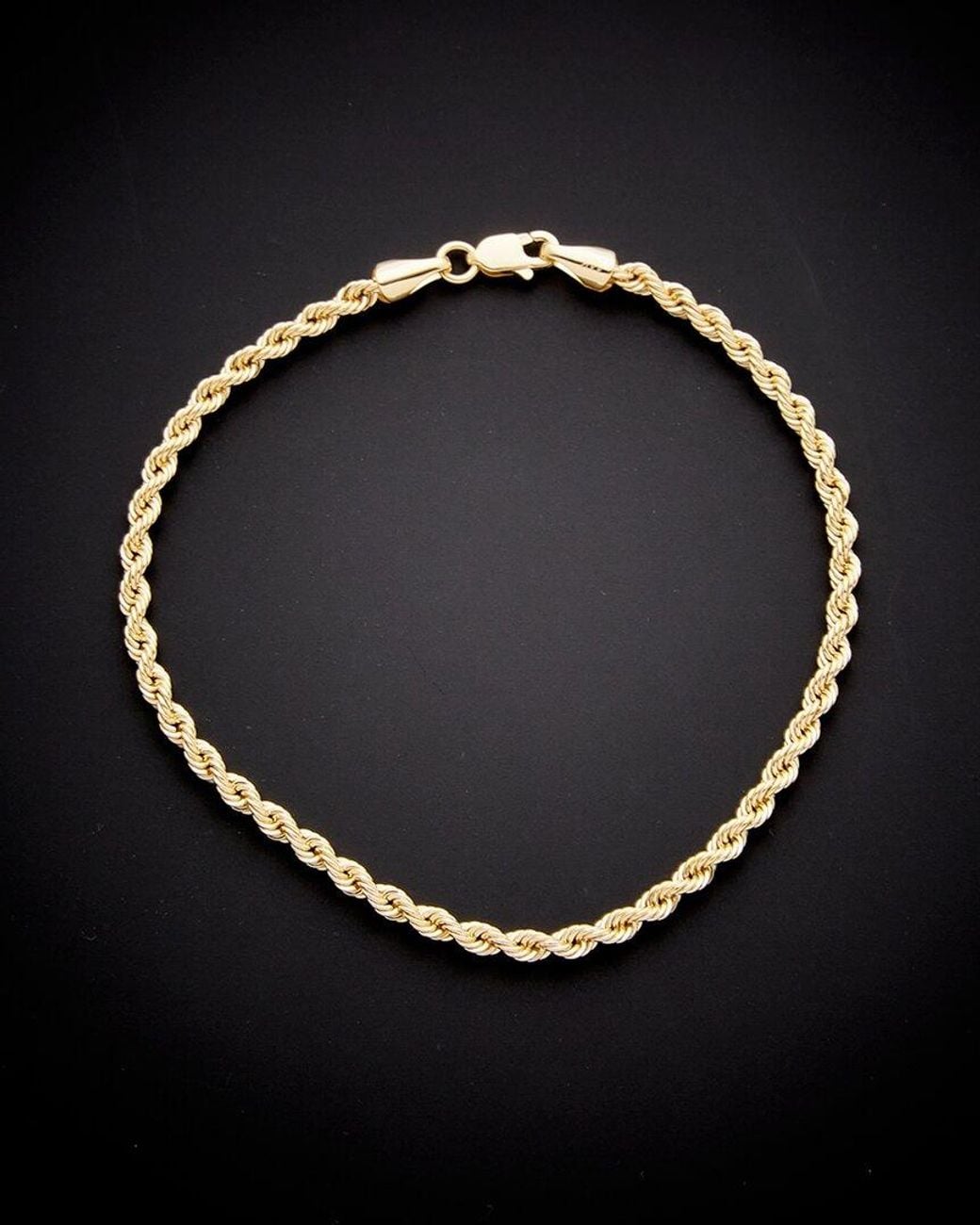 Italian Gold Black 14k Hollow Rope Bracelet