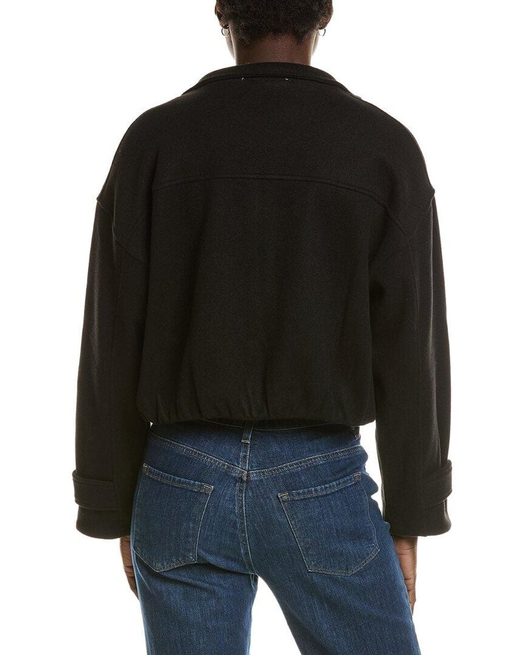 Marion Black Elastic Hem Drop Shoulder Jacket